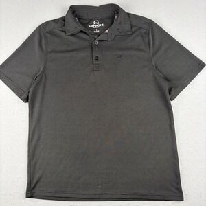 Cinch Polo Shirt Men's Small Black Gray Striped Short Sleeve Performance